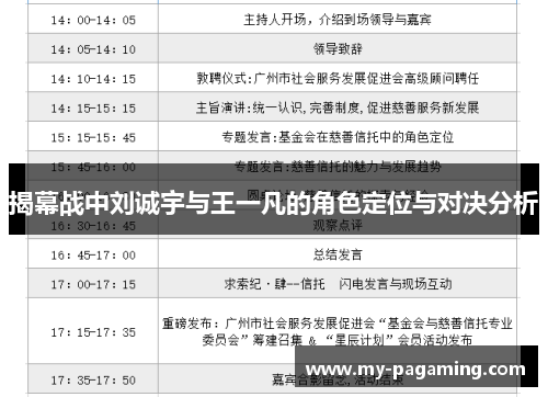 揭幕战中刘诚宇与王一凡的角色定位与对决分析