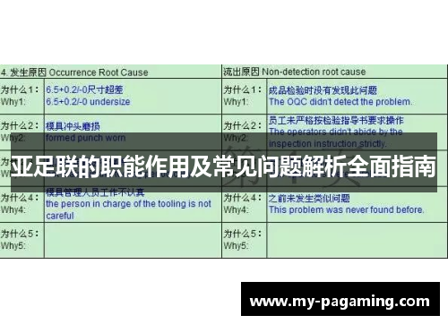 亚足联的职能作用及常见问题解析全面指南