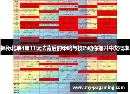 揭秘北单4串11玩法背后的策略与技巧助你提升中奖概率